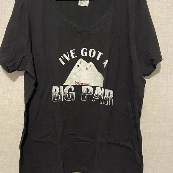 NEW I’ve Got A Big Pair V-Neck T-Short Women’s XXL Card Gambling Shirt Black - Picture 7 of 7